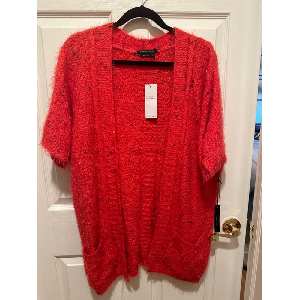 BCBGMAXAZRIA Women's Cardigan Large Pink Red